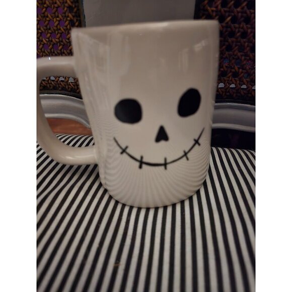 NWT Rae Dunn Halloween Spooky Skeleton Face Mug Double Sided - Picture 6 of 11